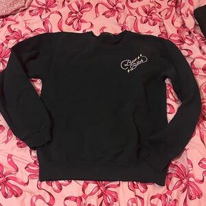 Black Crewneck Sweatshirt with Embroidery